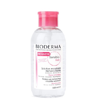 محلول پاک کننده آرایش بایودرما مدل Sensibio H2O پمپی 500 میلی